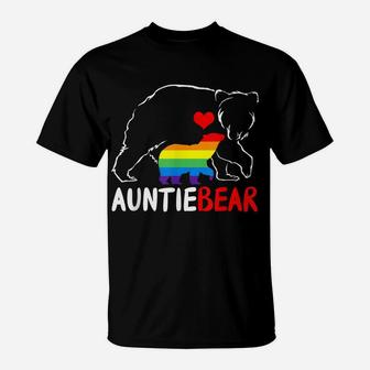 Auntie Bear Proud Aunt Rainbow Flag Lgbt Pride Mother's Day T-Shirt | Crazezy