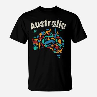 Australia Day Shirt Funny Australian Kids Animals Map Gift Sweatshirt T-Shirt | Crazezy