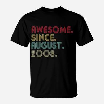 Awesome Since August 2008 13Th Birthday 13 Years Old Boys T-Shirt | Crazezy UK