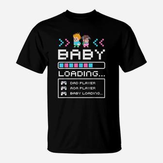 Baby Loading Gamer Shirt Cute Mom Dad Pregnancy Announcement T-Shirt | Crazezy