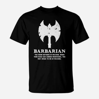 Barbarian Gamer D20 Dice Dungeon Dragons Gaming Gift T-Shirt | Crazezy