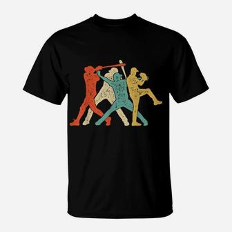 Baseball Retro Vintage T Shirt Catcher Pitcher Batter Boys T-Shirt | Crazezy UK