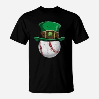 Baseball St Patricks Day Boys Men Ball Leprechaun Catcher T-Shirt | Crazezy