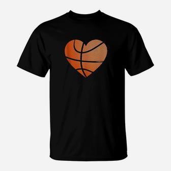 Basketball Ball Love Heart Mom Dad Sports Player Fun Gift T-Shirt | Crazezy CA