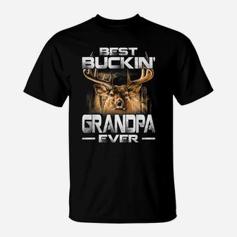Best Buckin' Grandpa Ever Shirt Deer Hunting Bucking Father T-Shirt | Crazezy