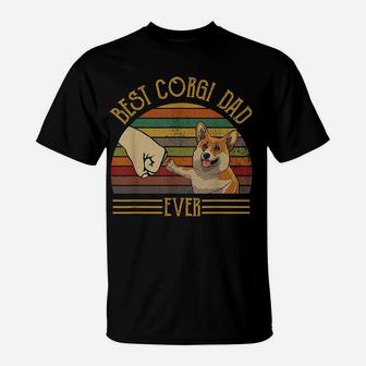 Best Corgi Dad Ever Retro Vintage Sunset T-Shirt | Crazezy