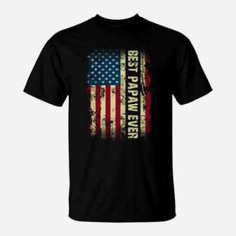 Best Papaw Ever Vintage American Flag Gift Fathers Day Tee Sweatshirt T-Shirt | Crazezy DE