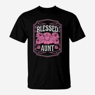 Blessed Aunt Cute Floral Women Mothers Day Gifts T-Shirt | Crazezy