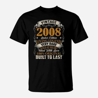 Born In January 2008 Vintage 14Th Birthday 14 Years Old T-Shirt | Crazezy