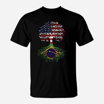 Brazilian Roots American Grown Tree Flag Sweatshirt T-Shirt | Crazezy DE