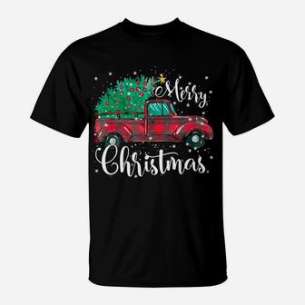 Buffalo Plaid Christmas Tree Vintage Red Truck Xmas Gift T-Shirt | Crazezy CA