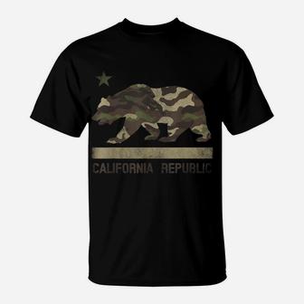 Camouflage California Republic Flag Bear Star Cali La Tshirt T-Shirt | Crazezy