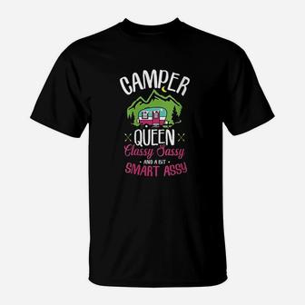Camper Queen Classy Sassy Smart Assy Camping Rv T-Shirt | Crazezy