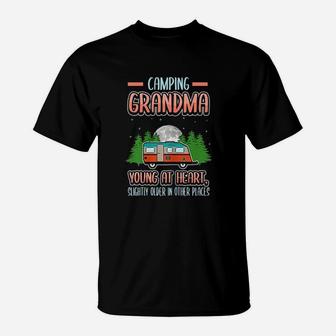 Camping Grandma Young At Heart Camping Van T-Shirt | Crazezy