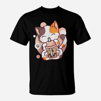 Cat Boba Tea Bubble Tea Anime Kawaii Neko T-Shirt | Crazezy