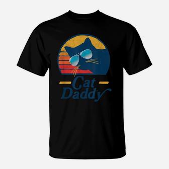 Cat Daddy Vintage 80S Style Cat Retro Sunglasses Distressed T-Shirt | Crazezy