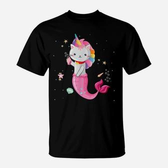 Cat Mermaid Unicorn Girl T-Shirt | Crazezy