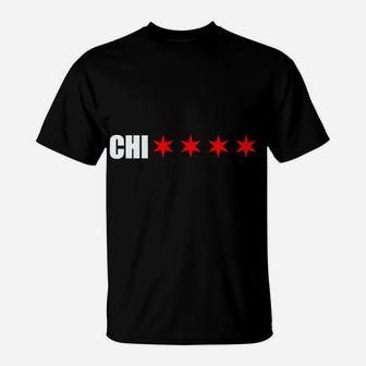 Chicago Chi With 4 Red 6 Corner Stars Of The Chicago Flag Sweatshirt T-Shirt | Crazezy