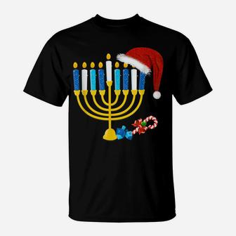 Chrismukkah Hannukah Santa Hat Family Christmas Pajama Gifts T-Shirt | Crazezy CA