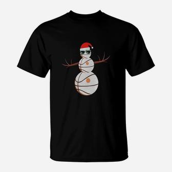 Christmas Basketball Snowman Santa T-shirt Funny Baller Tee T-Shirt | Crazezy UK