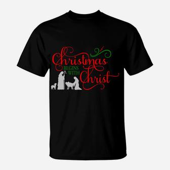 Christmas Begins With Christ Sweatshirt T-Shirt | Crazezy
