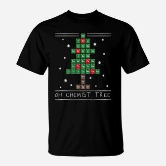 Christmas Chemistry Science Periodic Table Chemist Tree T-Shirt | Crazezy