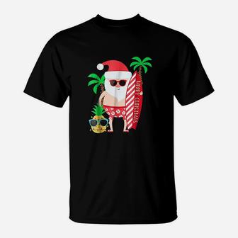 Christmas In July Party Costume Clothing Santa Surfing T-Shirt | Crazezy