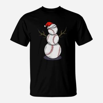 Christmas In July Summer Baseball Snowman Party T-Shirt | Crazezy UK