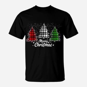 Christmas Tree Buffalo Plaid Red White Green Xmas Light Gift T-Shirt | Crazezy