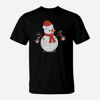 Christmas Volleyball Shirt Volleybal Snowman Christmas T-Shirt | Crazezy