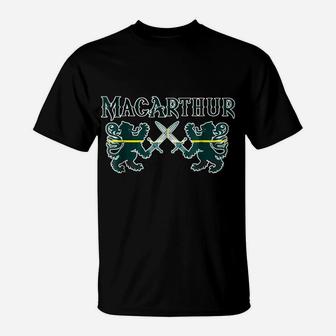 Clan Macarthur Scottish Family Kilt Tartan Lion Gift T-Shirt | Crazezy