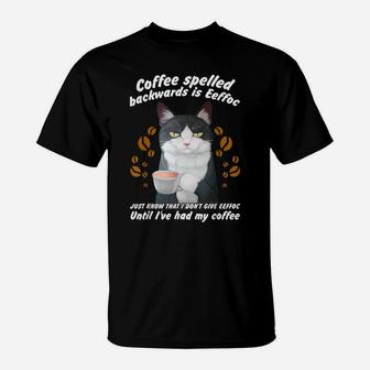 Coffee Spelled Backwards Is Eeffoc Black Cat - Coffee Lover T-Shirt | Crazezy
