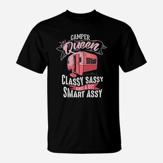 Cool Camper Queen Classy Sassy Smart Assy Funny Camping Gift T-Shirt | Crazezy AU