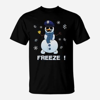 Cop Snowman Shirt Freeze Christmas Party Gift Xmas T-Shirt | Crazezy UK