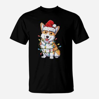 Corgi Santa Christmas Tree Lights Xmas Gifts Boys Kids Men Sweatshirt T-Shirt | Crazezy