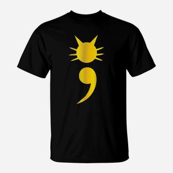 Cute Cat Semicolon T Shirt May Mental Health Awareness Month T-Shirt | Crazezy