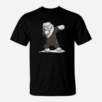 Dabbing Old English Sheepdog Dab Dance Funny Dog Gift Premium T-Shirt | Crazezy