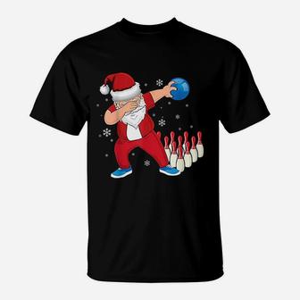 Dabbing Santa Bowling Pajama Funny Christmas Xmas T-Shirt | Crazezy
