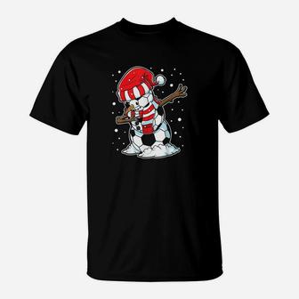 Dabbing Snowman Soccer Ball Christmas Santa Boys Dab T-Shirt | Crazezy