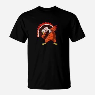 Dabbing Turkey Thanksgiving Funny Pilgrim Dab Dance 2 T-Shirt | Crazezy