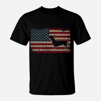 Dachshund America Flag Patriotic Weiner Dog Gift Sweatshirt T-Shirt | Crazezy AU