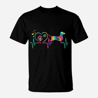 Dachshund Doxie Weenie Mom Dad Heartbeat Tie Dye Dog Gift T-Shirt | Crazezy AU