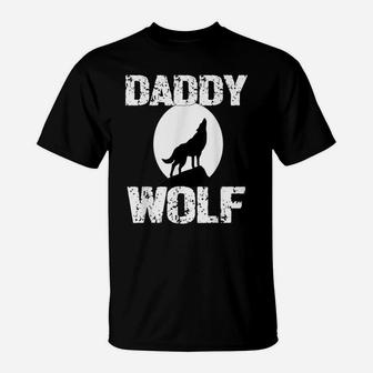 Daddy Wolf Shirt Matching Family Tribe Wolves Moon Dad T-Shirt | Crazezy UK