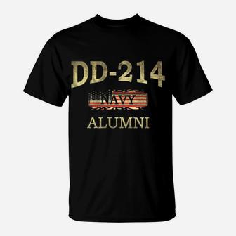 Dd-214 Navy Alumni American Flag Military Retired Veteran T-Shirt | Crazezy