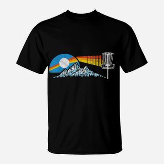 Disc Golf Distressed Mountains & Sun 80S Style Vintage T-Shirt | Crazezy