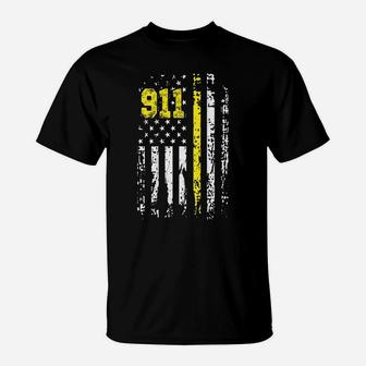 Dispatcher Shirt 911 Usa Flag Dispatcher Gift Back Print T-Shirt | Crazezy