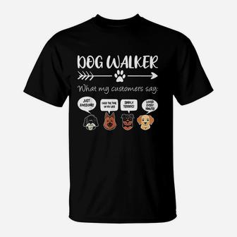 Dog Walker Dog Walking Gift Funny Cute Dog Faces T-Shirt | Crazezy CA