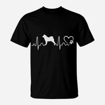 Dogs 365 Heartbeat Akita Dog Animal Rescue Lifeline T-Shirt | Crazezy
