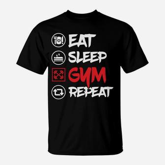 Eat Sleep Gym Repeat Daily Fitness Schedule T-Shirt | Crazezy DE