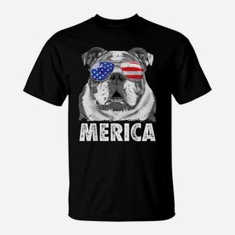 English Bulldog 4Th Of July Shirts Merica Men Women Usa Flag T-Shirt | Crazezy